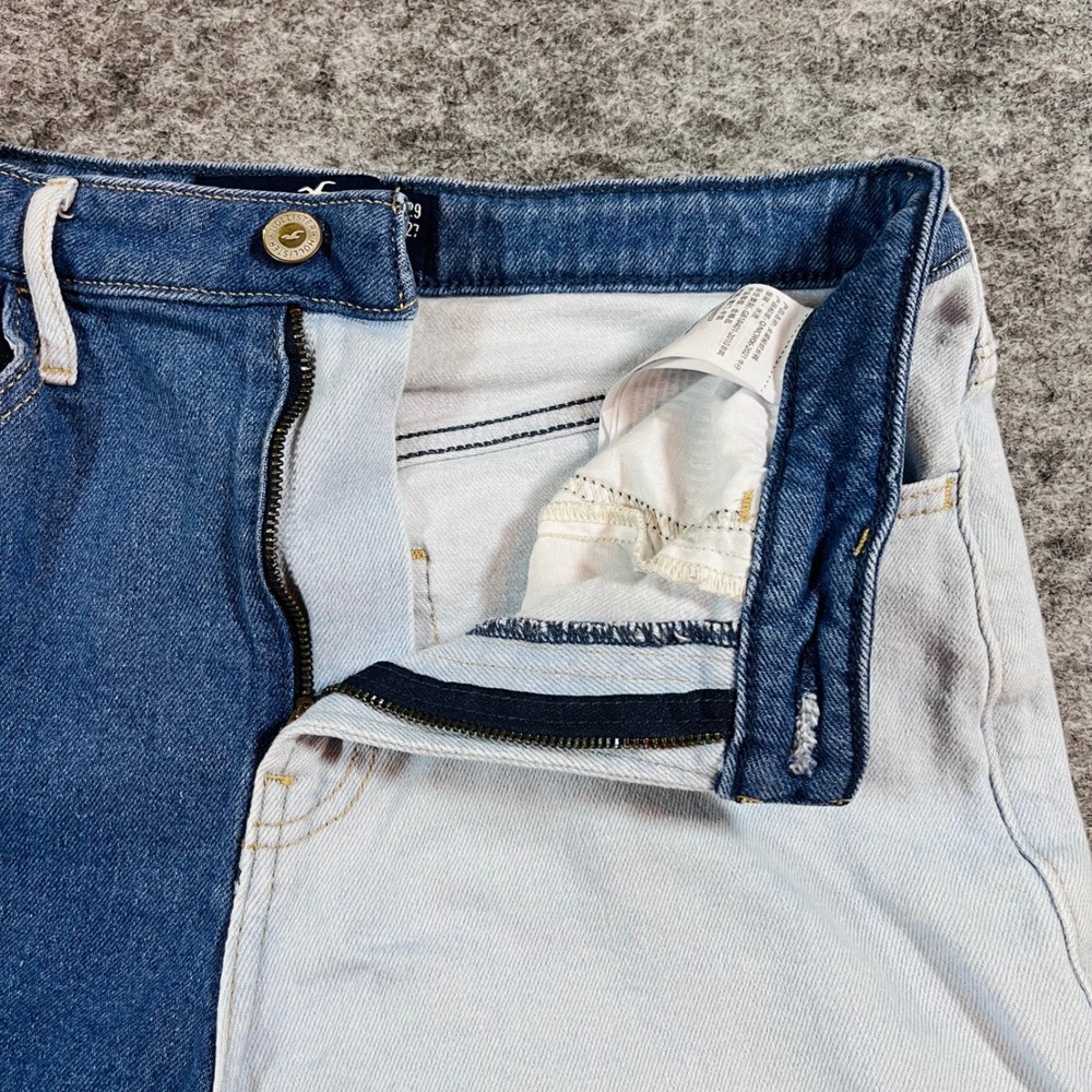 Hollister Patchwork Jeans Womens 9R Blue Ultra High Rise Straight 29x27 Y2K Boho - Picture 4 of 12